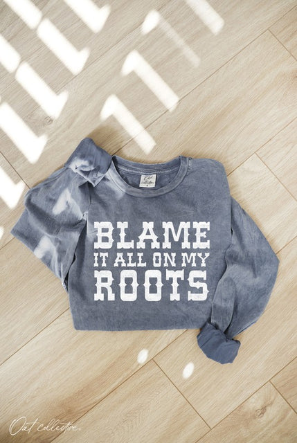 BLAME IT ALL Mineral Washed Long Sleeve Graphic
