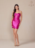 Magenta Stella Satin Bustier Mini Dress-Market Grey Boutique