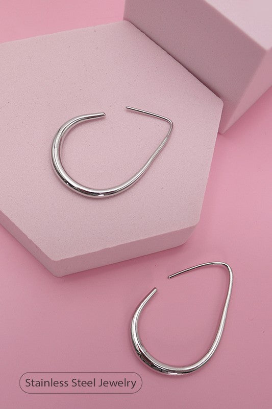 Silver 18k Stainless Steel Waterproof Tarnish Free Hoops
