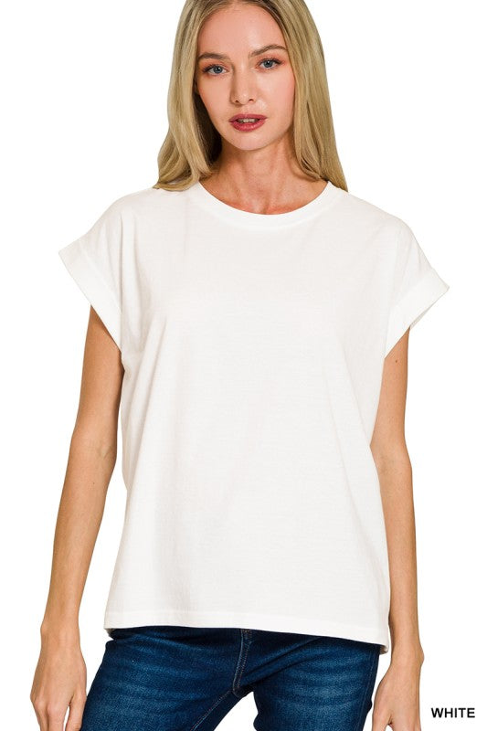 Restock! Round Neck Folded Sleeve Tee