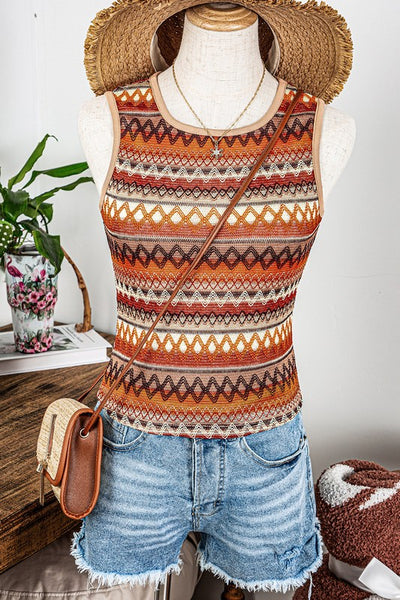 Striped Jacquard Knit Tank