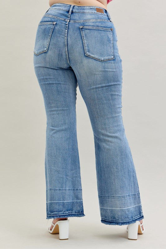 JB High Rise Light Wash Release Hem Flare