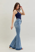 JB High Rise Light Wash Release Hem Flare