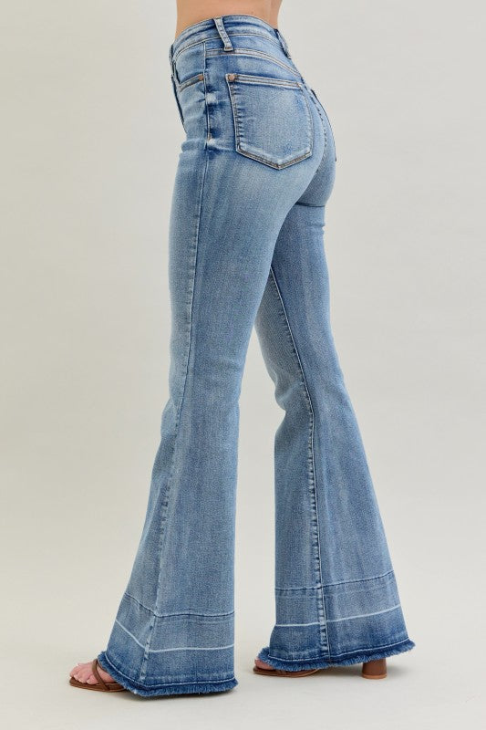 JB High Rise Light Wash Release Hem Flare