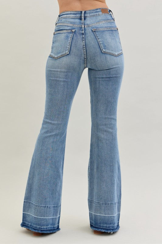 JB High Rise Light Wash Release Hem Flare