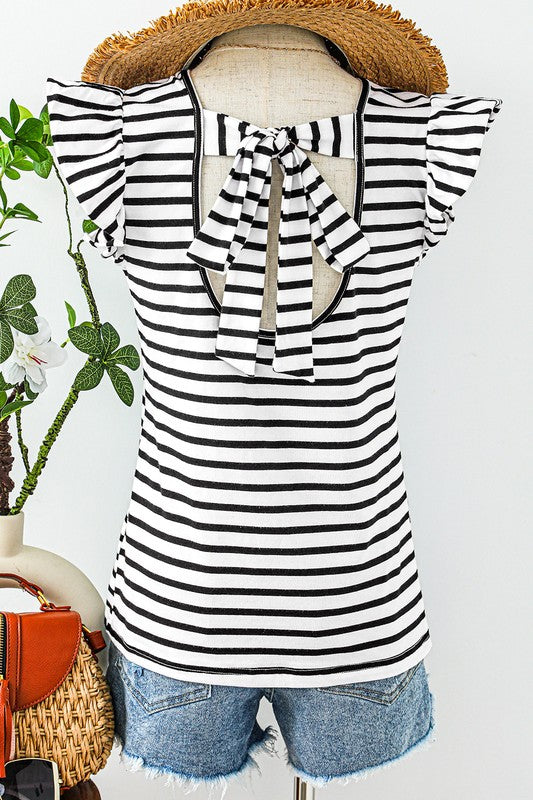 Flutter Stripes Tie Back Top