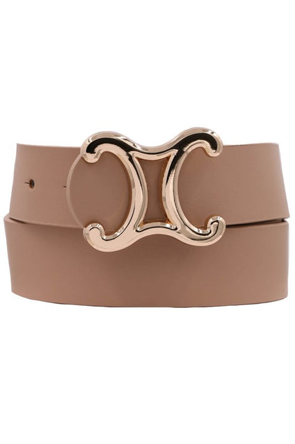 Faux Leather Curved Mirror C Buckle Belt