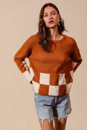 Checker Me Happy Crewneck Sweater