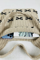 Ribbon Bow Knitted Crochet Tote-Market Grey Boutique