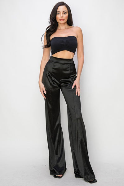 SATIN HIGH WAISTED PANTS