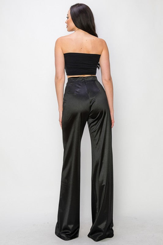 SATIN HIGH WAISTED PANTS