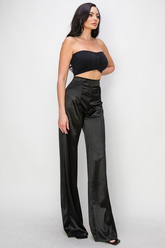 SATIN HIGH WAISTED PANTS