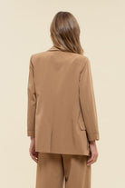 Pinstripe Notched Collar Jacket-Market Grey Boutique