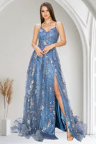 2026 - Dusty Blue Column Gown🤍-Market Grey Boutique