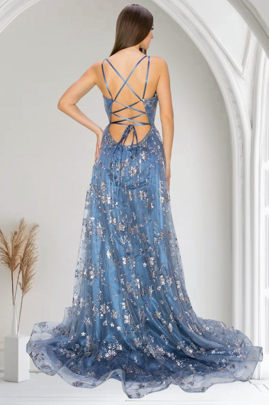 2026 - Dusty Blue Column Gown🤍-Market Grey Boutique