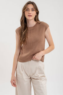 Tan Classic Sleeveless Sweater Top