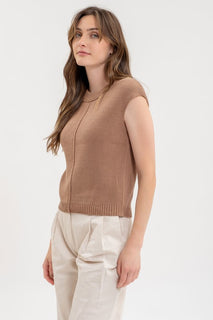Tan Classic Sleeveless Sweater Top