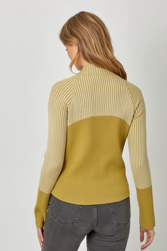 Avocado Fitted Zip-up Sweater