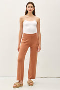 Hazelnut Stretchy Ribbed Knit Pants