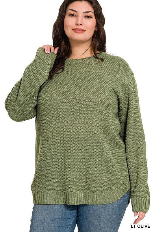 PLUS LIGHT OLIVE BASIC KNIT SWEATER