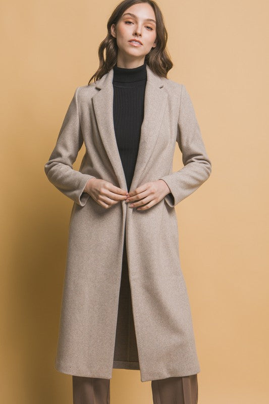 JQ Beige Long Line Dress Coat