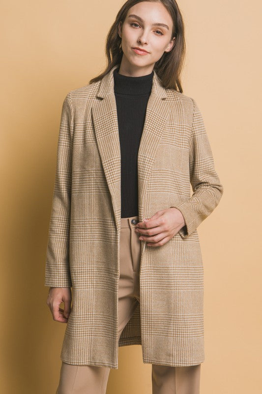 Plaid Wool Notch Collar Coat