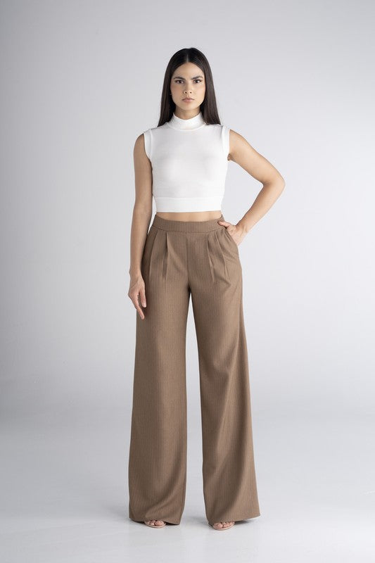 SUITING TWILL WIDE LEGGED PANTS