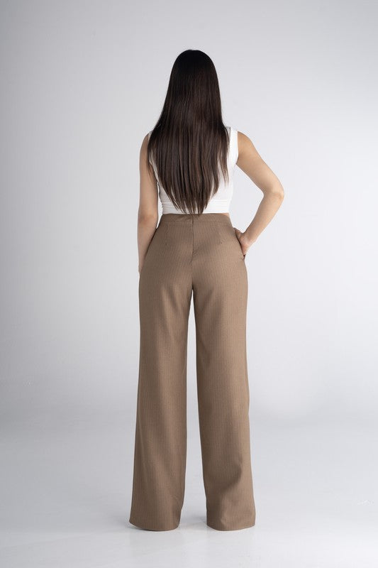 SUITING TWILL WIDE LEGGED PANTS