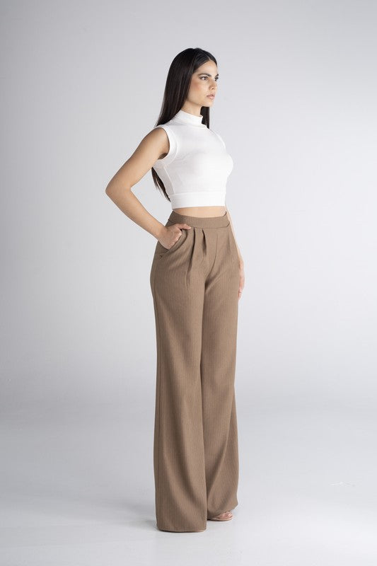 SUITING TWILL WIDE LEGGED PANTS