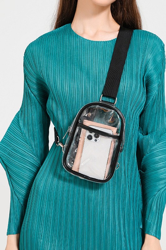 Black Stadium Approved Clear Crossbody Sling Bag