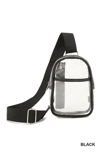 Black Stadium Approved Clear Crossbody Sling Bag