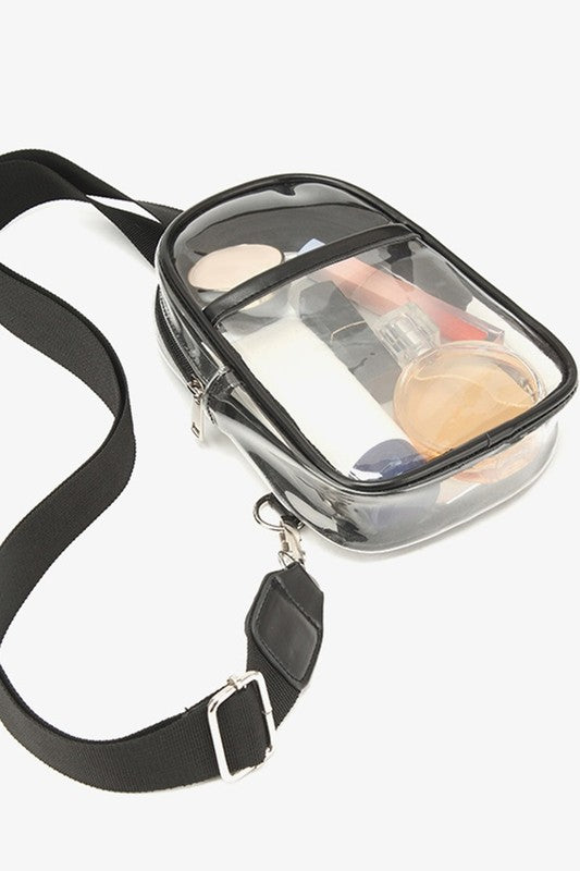 Black Stadium Approved Clear Crossbody Sling Bag