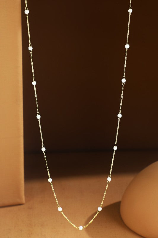 Marled Pearl Station Necklace