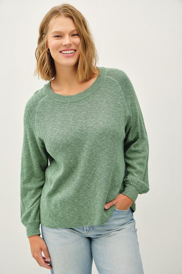 "SAGE ME"  PULLOVER SLUB YARN SWEATER