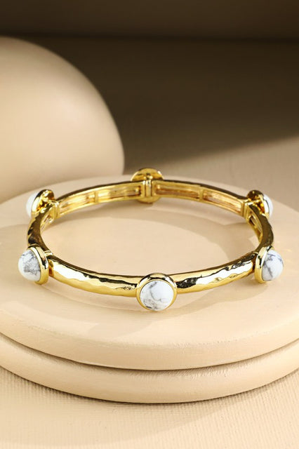 Howlite White Semi Stone Stretchy Bracelet