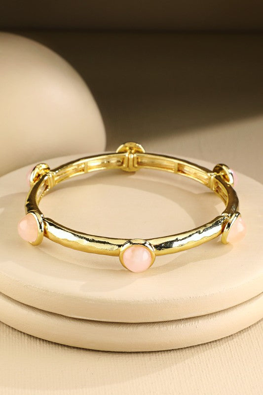 Rose Quartz Semi Stone Stretchy Bracelet