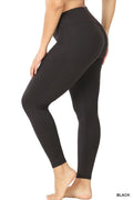 Black Premium Microfiber Wide Waistband Leggings