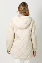 Ivory Contrast Sleeve Puffer Jacket-Market Grey Boutique
