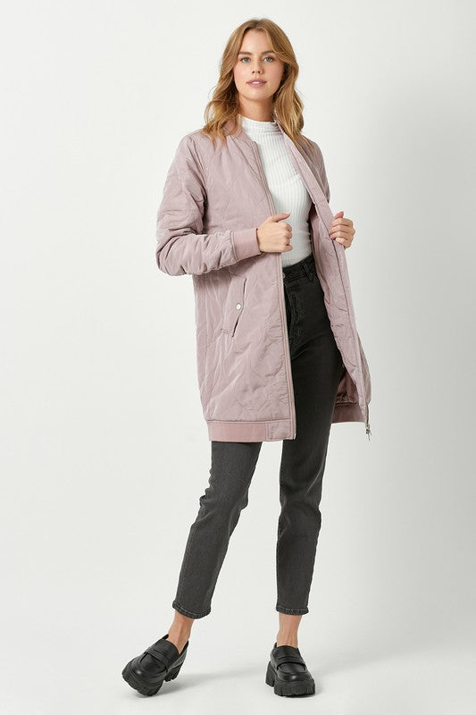 Winter Rose Quilted Zip Up Jacket