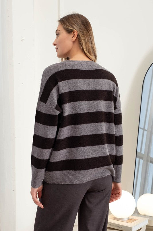 SOFT STRIPE CREW SWEATER