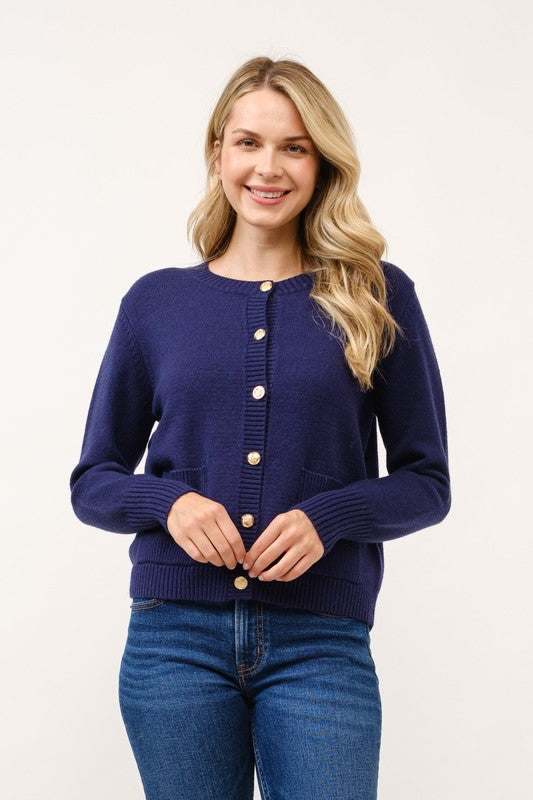 Nautical Navy Tailored Cardigan