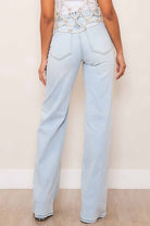 Pearl Stud High Rise Semi-Wide Leg Jeans-Market Grey Boutique