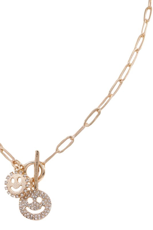 Smiley Charm Pendant Necklace Set