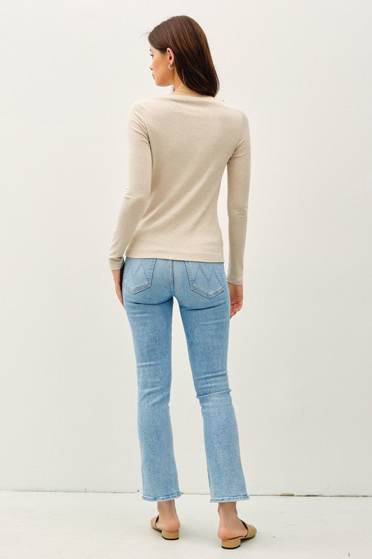 BASIC BOAT NECK LONG SLEEVE KNIT TOP