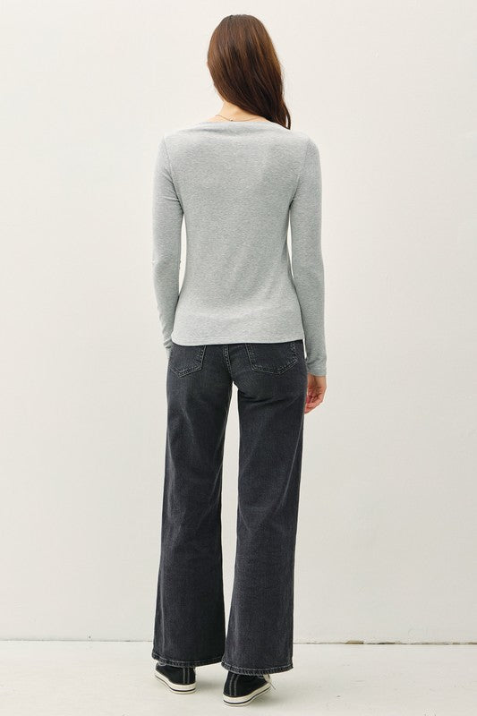 BASIC BOAT NECK LONG SLEEVE KNIT TOP