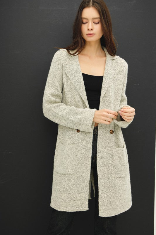 RESTOCK! Oatmeal Button Detail Sweater Coat