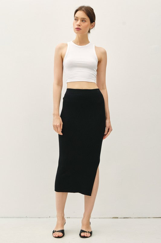 Black Bodycon Midi Pencil Skirt