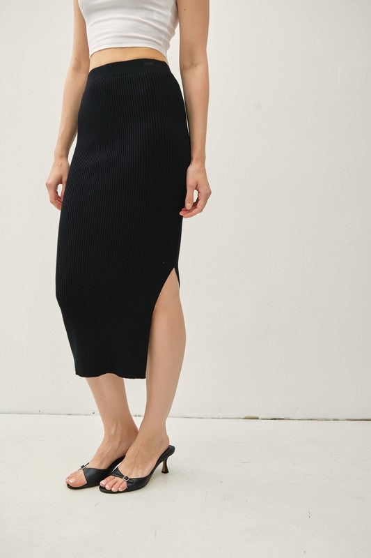 Black Bodycon Midi Pencil Skirt