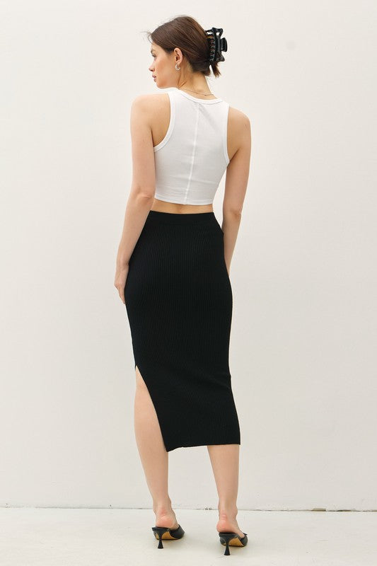 Black Bodycon Midi Pencil Skirt