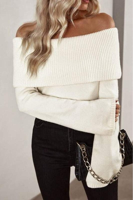 OFF SHOULDER KNIT SWEATER